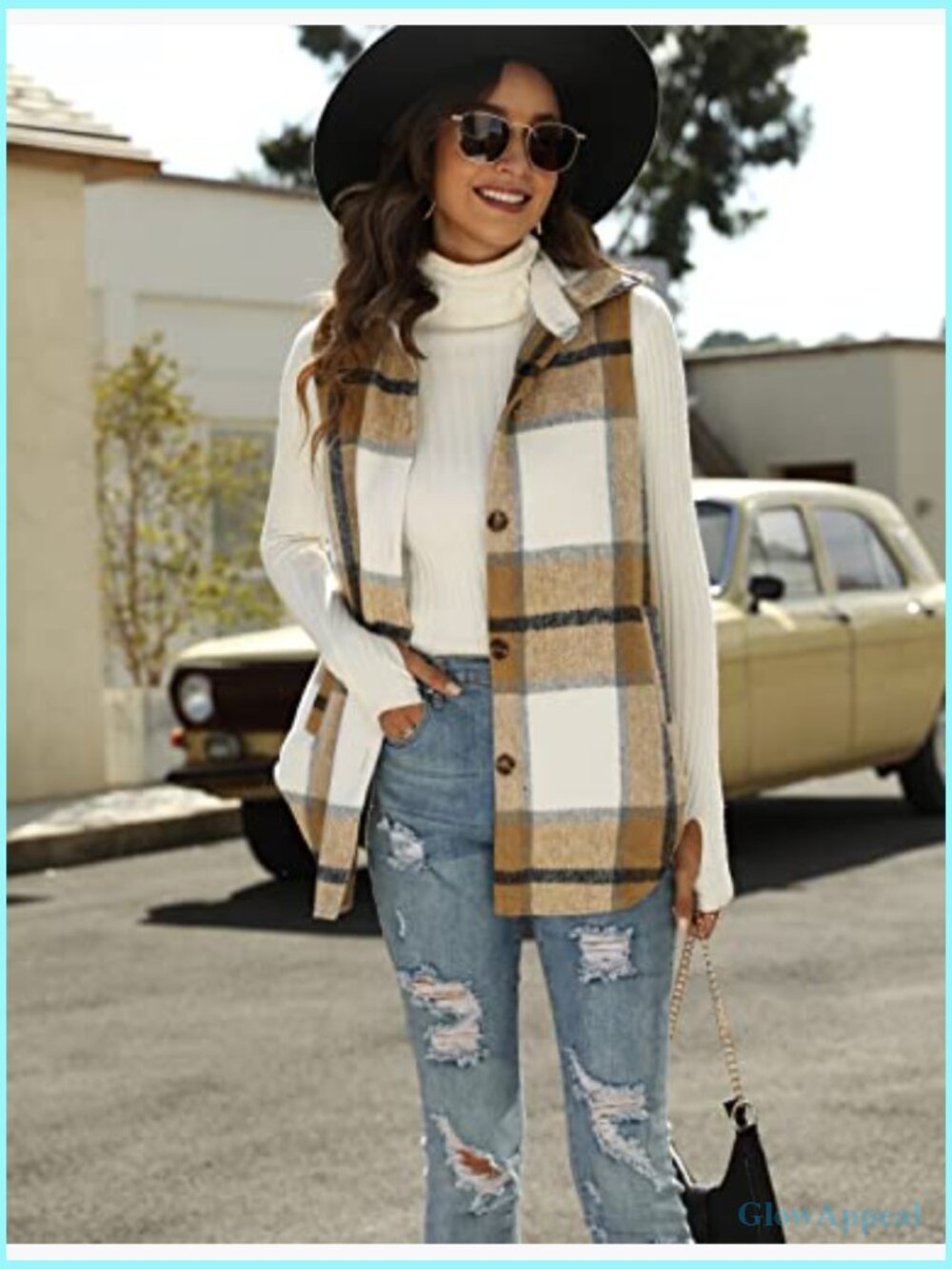 Women's Plaid Vest Brushed Flannel Sleeveless Shacket with Pockets - Picture 2 of 7